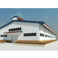 Bâtiment préfabriqué en acier moderne et économique, garage, abri de rangement pour voitures, atelier, entrepôt à structure en acier rouge
