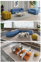 Sofá Modular Convertible de Tela para Oficina, de Cuatro Plazas, Extensible, Estilo Moderno y Simple, para Oficina en Casa o Apartamento