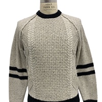 Pull en maille d'hiver pour homme avec logo personnalisé BSCI/WRAP, 100% coton biologique, motif en câble, pull avec doublure Wiseknit