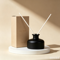 Boîte d'emballage personnalisée pour diffuseur d'arômes, flacon en verre noir de 50 ml et 200 ml, flacon diffuseur en verre vide