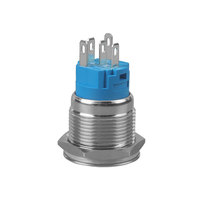 Interrupteur à bouton-poussoir en acier inoxydable 12V 24V 12mm 16mm 19mm, 5 broches, marche-arrêt, interrupteur d'alimentation LED 220V, étanche IP65