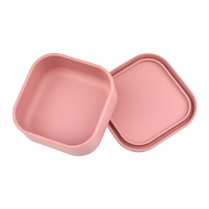 Vuông BPA free heatable có thể gập lại cấp thực phẩm <span class=keywords><strong>Silicone</strong></span> duy nhất Tier Hộp Ăn Trưa với nắp - Product Image 1