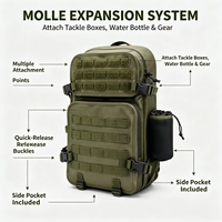 Sac à dos de pêche étanche en TPU rigide avec système MOLLE pour le rangement des leurres et équipements de pêche en extérieur