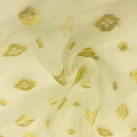 Tissu en mousseline de soie velours de soie viscose personnalisé tissu 70D fil métallique or conception 100% tissu polyester Jacquard fleur tissé