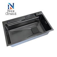 Évier de cuisine multifonctionnel moderne en acier inoxydable 201/304, simple ou quatre bacs, en laiton fait main noir, avec robinet cascade intelligent extractible
