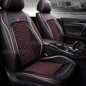 1/2x Car Seat Covers <b>Interior</b> <b>Accessories</b> Wooden Bead Seat Cushion Summer Cool Auto Seat Mat Pad PU Leather Breathable Handmade - Product Image 1