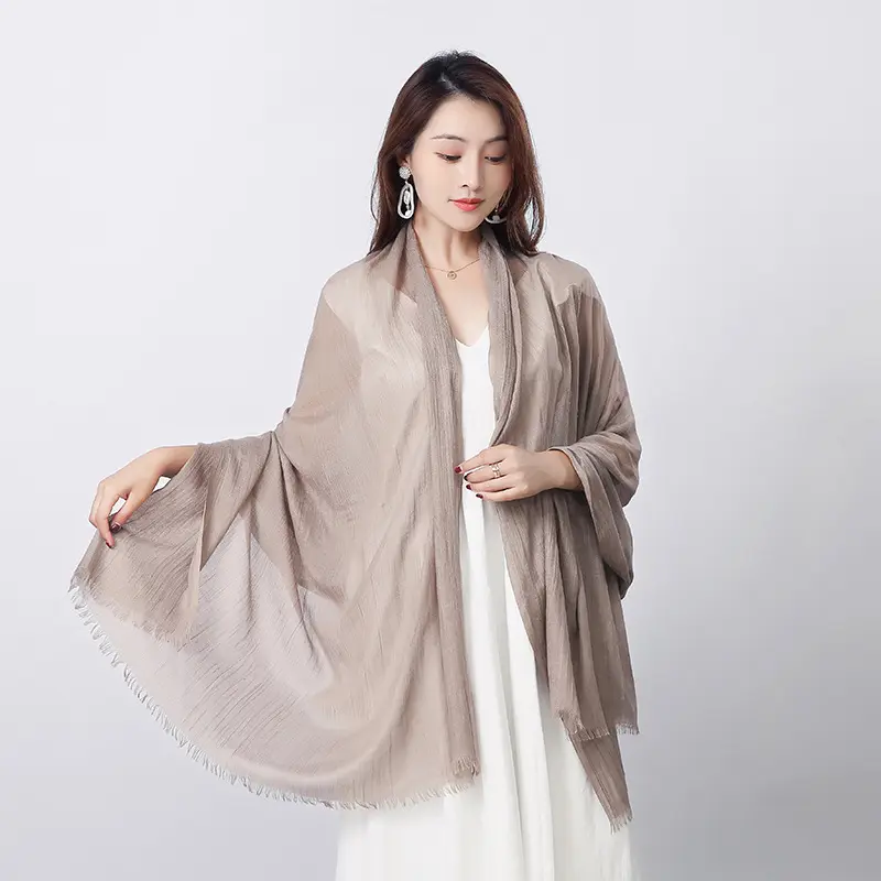 Mantón ligero de algodón y lino para mujer, bufandas de verano de gasa de viaje elegantes para vestidos de noche