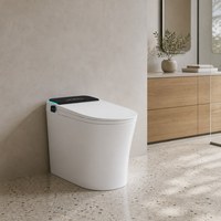 WC intelligent à capteur automatique avec fonction séchage à air chaud, équipement sanitaire avec télécommande et siège chauffant, système de drainage en S