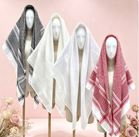 Boran 100% Polyester Chiffon Sérigraphié à Carreaux Écharpe Hijab Unisexe Respirante Doux pour la Peau Moyen-Orient