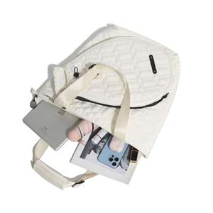 Sac à dos de tennis en nylon matelassé blanc de luxe personnalisé pour femmes Sac de sport personnalisé pour raquette de badminton de pickleball Utilisation sportive - Product Image 4
