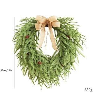 20 Inch Christmas Felt Heart Wreath Soft Texture Festive Design Perfect for Home <strong>Door</strong> Wall Decor Holiday Supply Christmas Decor - Product Image 3