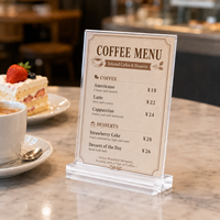 Support de menu de table en acrylique personnalisé, plusieurs tailles, pour hôtel, bar, café, présentoir de table – Vente en gros