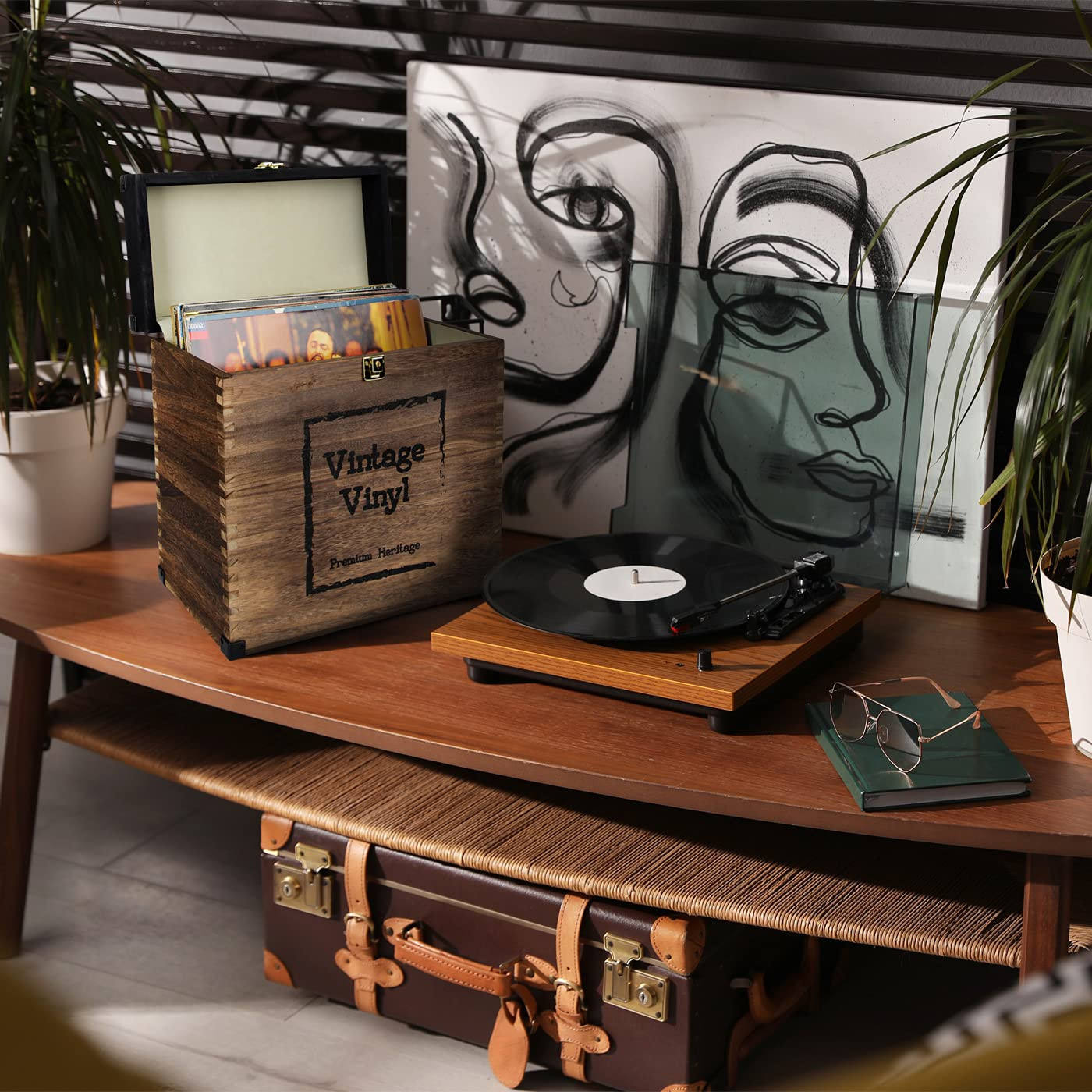 ヴィンテージビニールレコード収納ボックス78 RPM 45 RPM 33 RPM標準