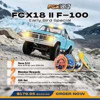 FMS FCX18 II Nouveau 2026 Voiture RC Tout-Terrain Échelle 1/18 F-100 Pick-up 4x4 RTR Crawler Deux Vitesses Brossé avec Éclairage LED