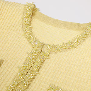 <span class=keywords><strong>Abiti</strong></span> eleganti alla moda da donna in maglia con perline Slim-fit Slim-fit a maniche corte abito per <span class=keywords><strong>abiti</strong></span> da sposa da donna - Product Image 2