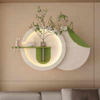 Décoration d'intérieur, peinture murale en surface de grès 3D, œuvre d'art d'arbre artificiel avec lumières LED