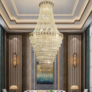 Estilo de lujo Hotel Lobby Villa Boda personalizado loft apartamento largo candelabro de cristal para Villa - Product Image 4