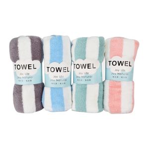 Ensemble de serviettes de bain et de visage classiques de luxe en microfibre compressée rayée ultra-fine pour adultes 70*140 cm 35*75 cm, douces et absorbantes, idéales pour la maison, coffret cadeau - Product Image 1