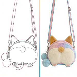 กระเป๋าเป้สะพายหลังลายสายรุ้งแบบกำหนดเอง พร้อมปีกนางฟ้า เมฆ และจี้รูปดาว ดีไซน์<span class=keywords><strong>การ์ตูน</strong></span>แปลงร่างเป็นกระเป๋าตุ๊กตา - Product Image 4