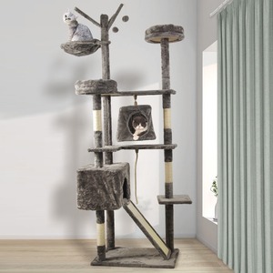 <span class=keywords><strong>Castello</strong></span> per <span class=keywords><strong>Gatti</strong></span> Lusso Extra Large Grigio Classico Multi-Strato Ecologico Durevole <span class=keywords><strong>Tiragraffi</strong></span> con Palline e Cuccia Sospesa 190CM - Product Image 3