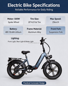 Cadre en aluminium, moteur moyeu à rayons 500W, batterie 48V 10.4Ah, vitesse 25km/h pour trajets urbains HSK-MZ9 - Product Image 2