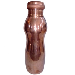 Bright Copper Water Bottle Plane Polished Best Selling Copper Water Bottle Leakproof Sustainable Metallic Healthy <b>Drinkware</b> - Product Image 2