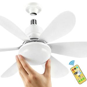 0728 Professional 2-in-1 Led <b>Ceiling</b> <b>Fans</b> E27 Screw Base Easy Install Mini <b>Fan</b> Light <b>Remote</b> <b>Controlled</b> Space-saving Bulb - Product Image 2