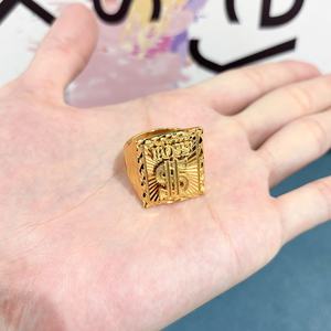 Anillo Cuadrado Geométrico Retro Chapado en Oro de 24K de Lujo JXX, Accesorio de Moda Hip-Hop para Hombre/Mujer, Ideal para Fiestas, Principalmente para Compromisos - Product Image 3