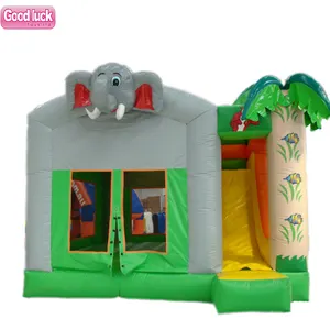 Commercial new design inflatable bouncy castle Elephant jump castle jumping games with slide