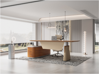 Bureau de direction - Design moderne en placage de bois/MFC avec rangement durable, assemblage requis