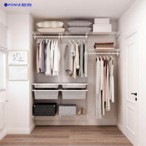 Système d'organisation de placard <span class=keywords><strong>suspendu</strong></span> moderne en métal verrouillable, étagères réglables en fil métallique, paniers en maille pour chambre à coucher, atelier - Product Image 2