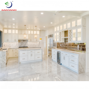 Tủ bếp màu trắng, nội thất lưu trữ nhà bếp, nội thất căn hộ, tủ bếp hiện đại lắp ráp sẵn, tủ bếp gỗ dán, nhà máy sản xuất tủ bếp tại Việt Nam - Product Image 1