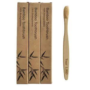Eco-Friendly 100% Biodegradable Natural Bamboo Toothbrush with Free Logo Engraving