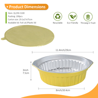 Boîtes en aluminium de 11 pouces avec couvercles, 105 oz, or, 2 fois plus épaisses, boîtes de cuisson jetables résistantes, qualité alimentaire, couvercles en plastique résistants au four