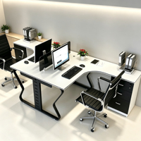 Poste de travail de bureau moderne pour 4 personnes, bureau d'angle, bureau informatique pour le personnel, utilisation au bureau