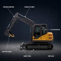Mini-excavatrice sur chenilles de 6 tonnes, excavatrice hydraulique compacte sur chenilles pour travaux de construction et agricoles