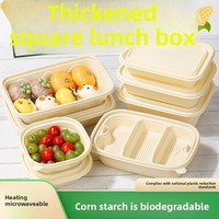 Boîtes à emporter en amidon de maïs, contenants écologiques biodégradables, bols jetables pour le déjeuner, compatibles micro-ondes