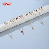 Boucles d'oreilles fleur en zircon plaqué or 18 carats Collier et bague pour dames-Bijoux de fiançailles et de fête