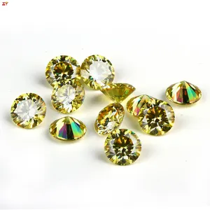 新しいライトイエローモアサナイト 0.5ct-4ct 人工ダイヤモンド VVS1 VVS2 クラリティ イエロー ラウンドジェム リング チェーン メインストーン - Product Image 1