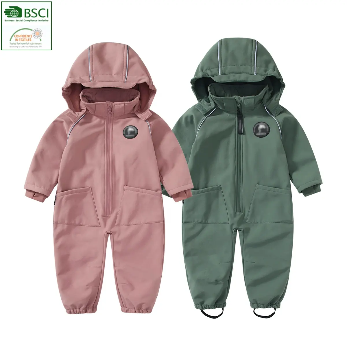 Baby Softshell Overall For Kid One-piece Romper Outdoor Hooded Coveralls Fleece Waterproof Jumpsuit Boys Clothes Kids Playsuit