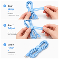 Attaches de câble en silicone réutilisables de haute qualité, sangles organisatrices de cordon réglables avec bouton pour la gestion des câbles de chargeur USB et d'écouteurs