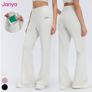Pantalon de <span class=keywords><strong>sport</strong></span> décontracté évasé Janya pour <span class=keywords><strong>femme</strong></span>, couleur unie, ample, respirant, doux pour la peau, taille élastique, idéal pour la course à pied - Product Image 1