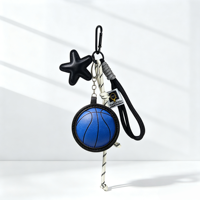 Porte-clés de sport en cuir PU, motif basket-ball et football, breloque étoile pour sac, souvenir d'athlétisme, pour décoration de sac à dos, cadeaux pour fans