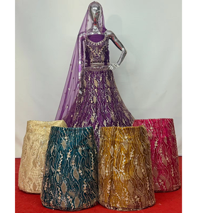Designer <b>Net</b> Lehenga Set with Bead Detailing Semi Stitched <b>Skirt</b> and Unstitched Blouse <b>for</b> Bridal Celebration Wear - Product Image 2