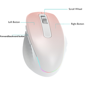 เมาส์ไร้สาย RGB ชาร์จไฟได้ 2.4G โหมดคู่ เงียบ แบบออปติคอล สำหรับคนถนัดขวา ออกแบบตามหลักสรีรศาสตร์ สำหรับแล็ปท็อปและคอมพิวเตอร์ พร้อมตัวรับสัญญาณ USB - Product Image 5