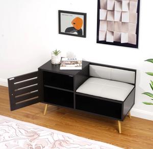 Meilleures ventes de meubles de salon <span class=keywords><strong>Chaussures</strong></span> à boutons noires avec coussins <span class=keywords><strong>Banc</strong></span> de rangement - Product Image 4