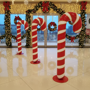 Decoración Navideña <span class=keywords><strong>de</strong></span> Fibra <span class=keywords><strong>de</strong></span> Vidrio, <span class=keywords><strong>Bastones</strong></span> <span class=keywords><strong>de</strong></span> <span class=keywords><strong>Caramelo</strong></span> Gigantes <span class=keywords><strong>de</strong></span> Tamaño Real para Exhibiciones Navideñas - Product Image 4