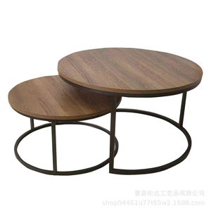 Round coffee <b>table</b>, simple retro style, mother and child round coffee <b>table</b>, wrought iron coffee <b>table</b>, household telescopic - Product Image 5