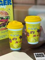 Gobelet en papier personnalisé jaune avec couvercle jaune 12oz 16oz pour café chaud, impression personnalisée, gobelet en papier à double paroi