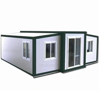 Casa Contenedor Plegable Portátil de Techo Plano, Estructura de Acero Sólido, Dos Dormitorios y Una Sala de Estar para Residencia a Largo Plazo